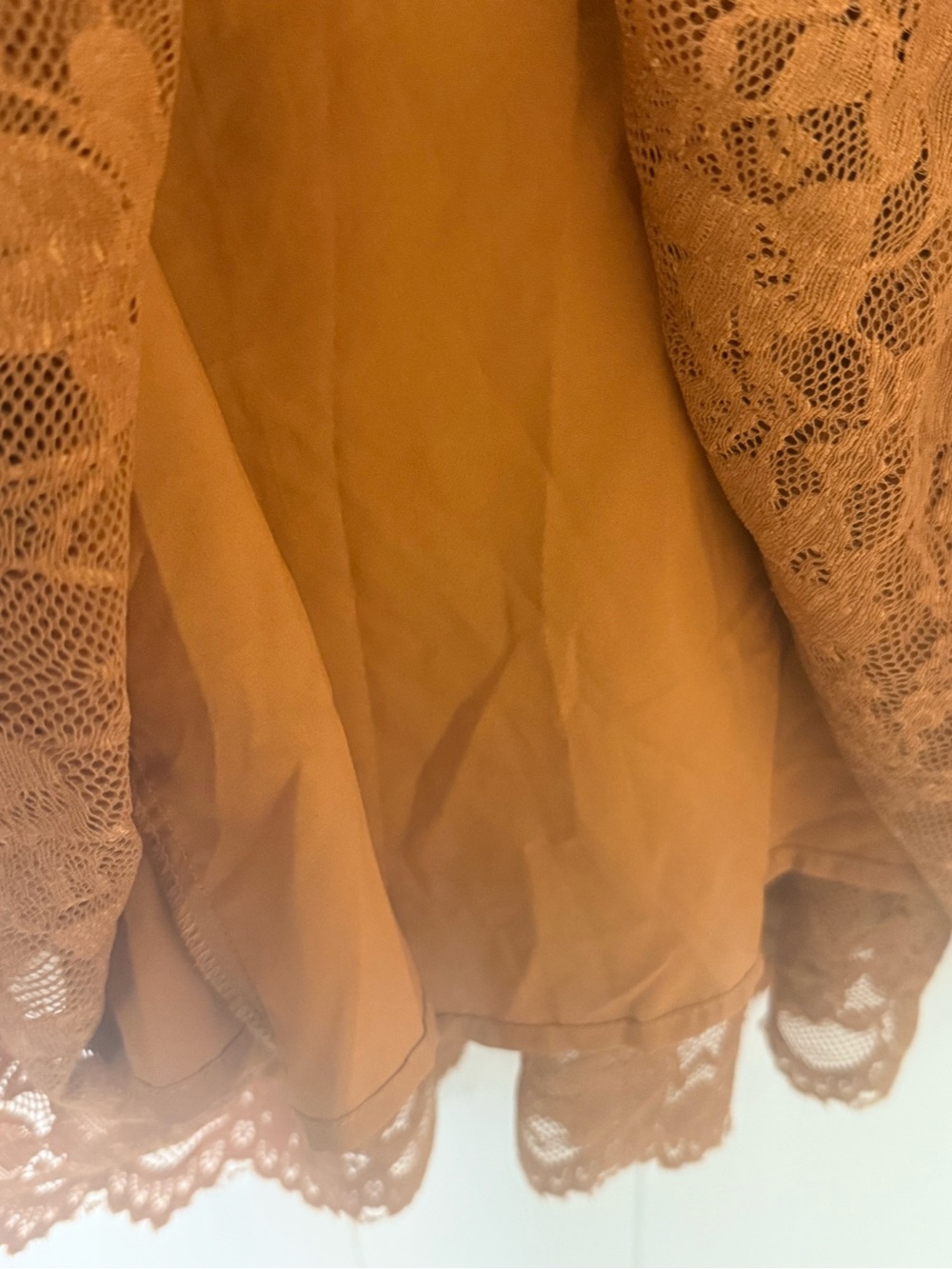 Nordstrom Rust Lace Ruffled Hem Mini Dress - Picture 7 of 8